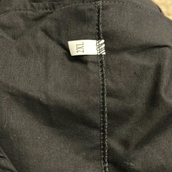 Black V-neck, long sleeve multi layered dress with white buttons - Picture 5 of 5